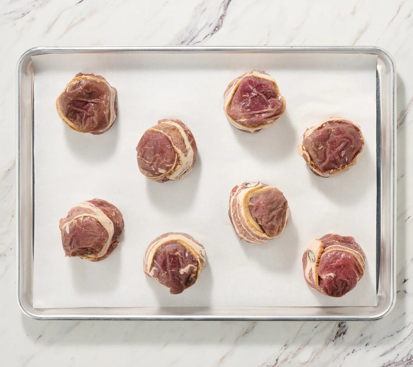 QVC Rastelli's 8x5-oz Bacon Wrapped Filet Mignons Hand-Trimmed Black Angus Beef Steaks Vacuum Sealed Ready to Grill