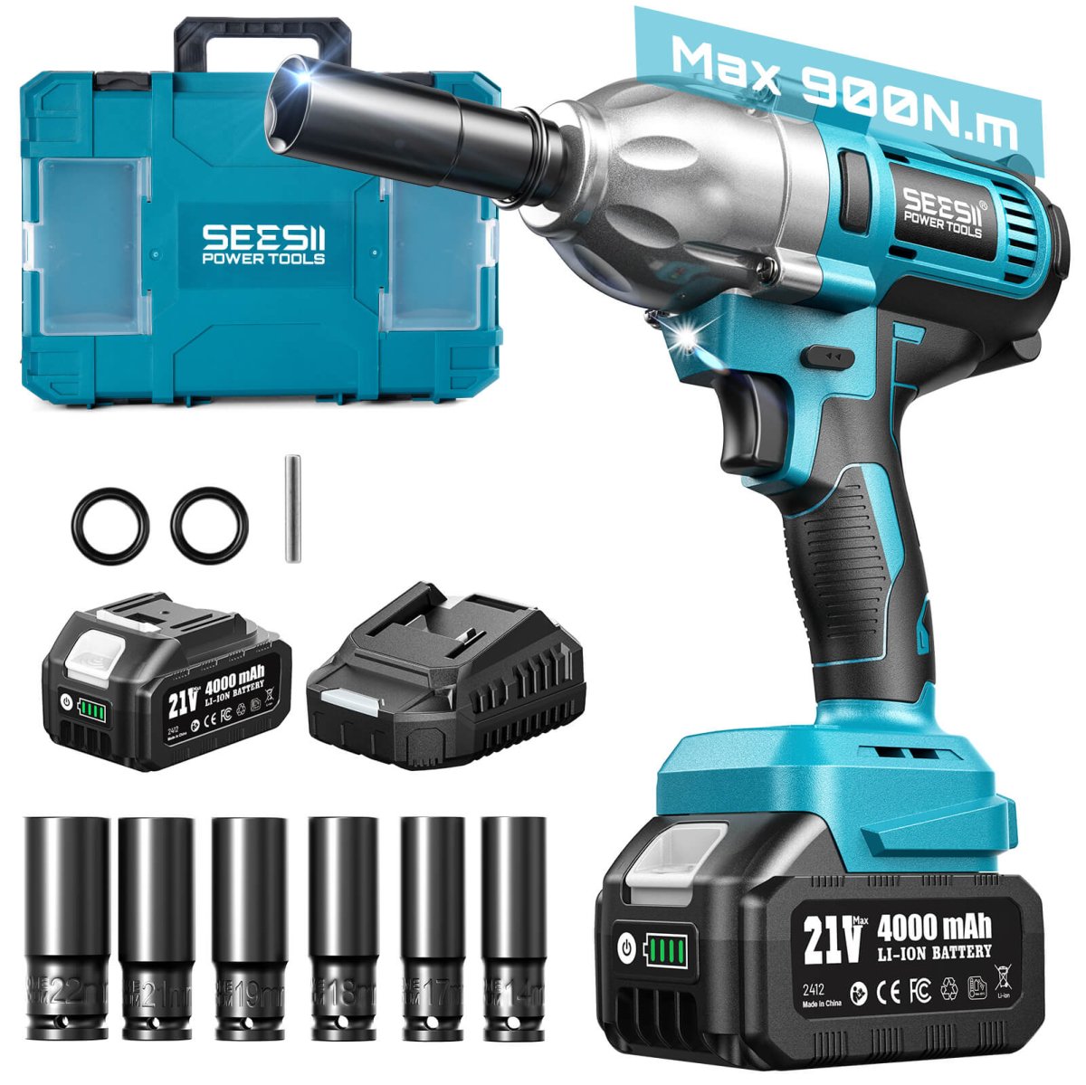 Cordless Impact Wrench 1/2 inch for Car Home SeeSii WH710