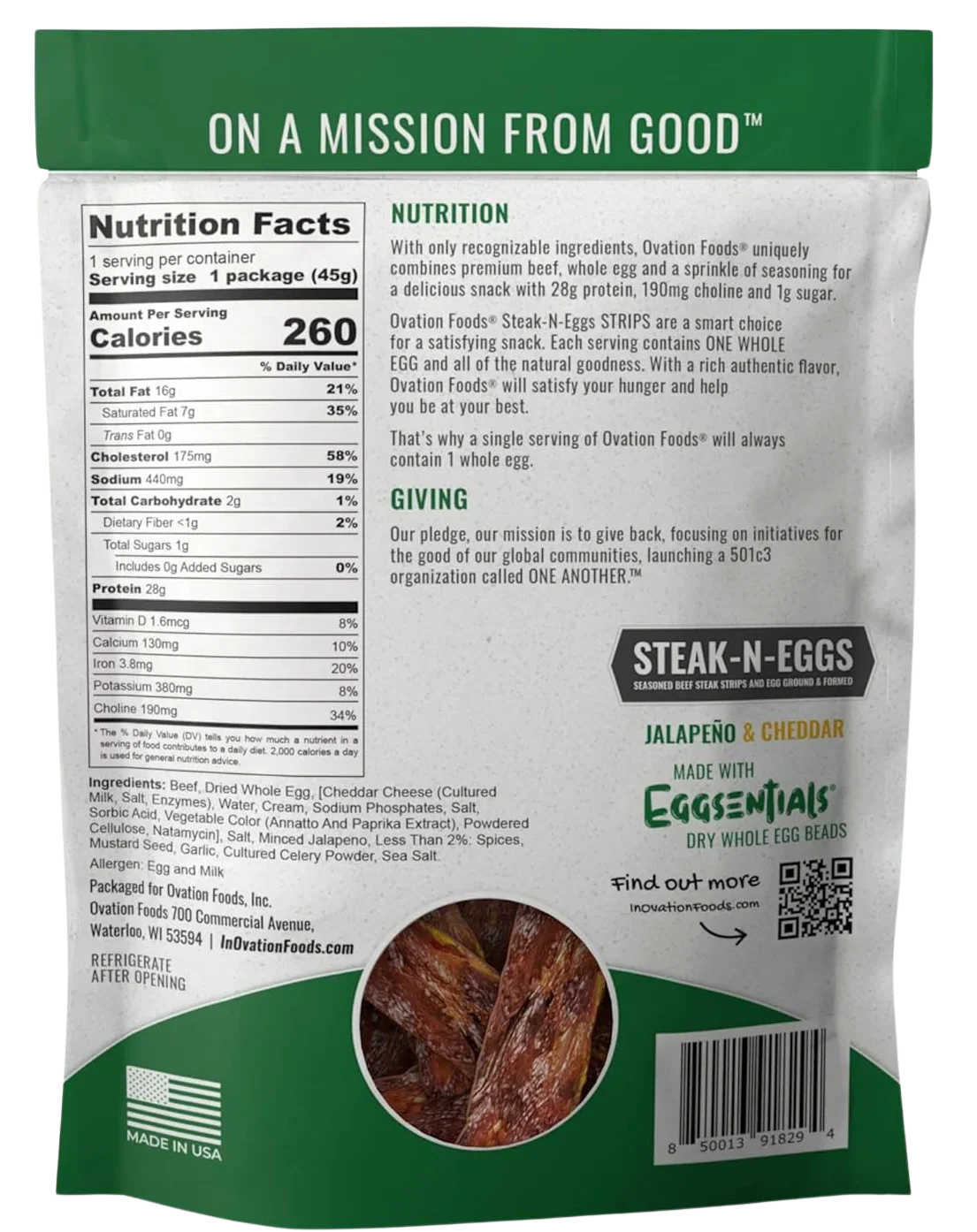 Jalapeno Cheddar Meat Snacks - Steak and Eggs