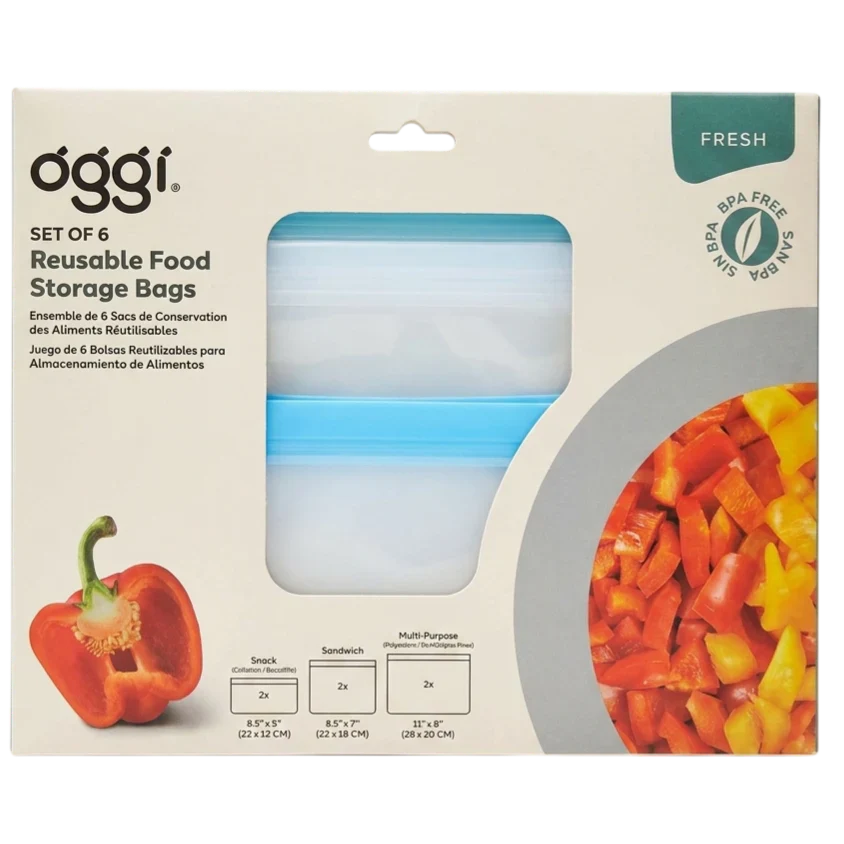 Reusable PEVA Food Bag - Assorted Sizes (6 CT)