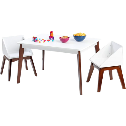 Modern Table And Chair Set Chairs - White/Espresso
