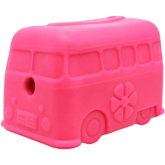 MuttsKickButt Surf's Up Retro Van Rubber Treat Dispenser Dog Toy - Pink