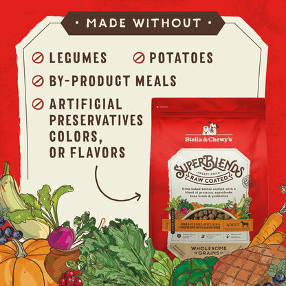 SuperBlends Raw Coated Beef, Beef Liver & Lamb Recipe + Superfoods for Dogs