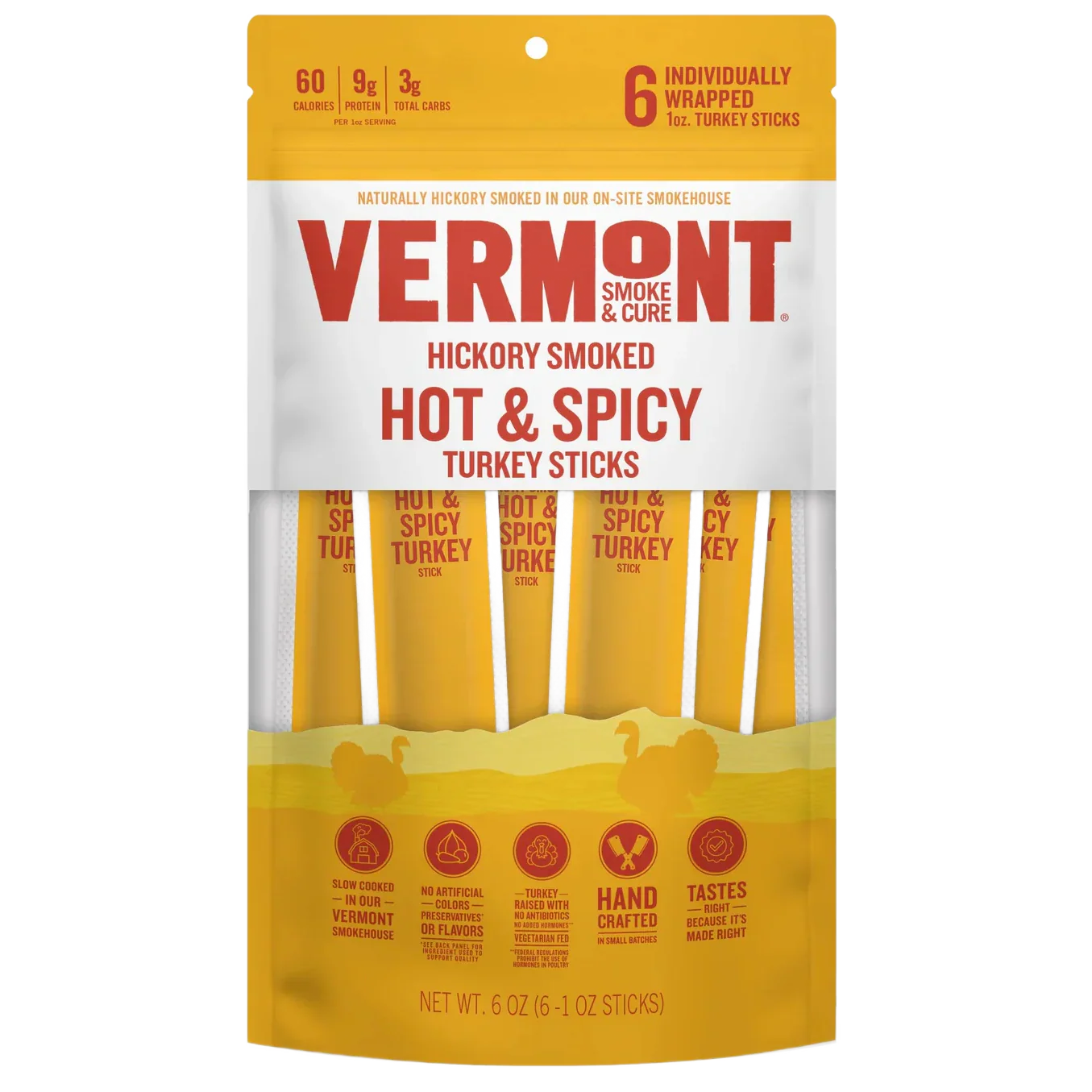 Hickory Smoked Hot & Spicy Turkey Sticks (6 CT)