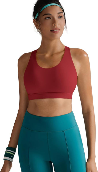 RUNNING GIRL® Medium-Support Strappy Criss-Cross Bra | Removable Cups & Buttery-Soft Sculpting Bra