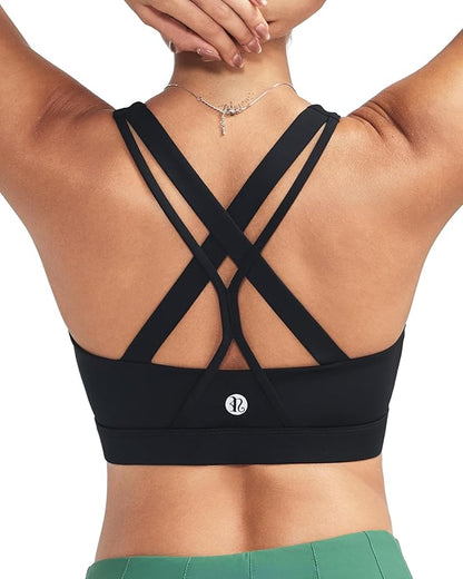 RUNNING GIRL® Medium-High Support Crisscross Back Sports Bra with Removable Pads