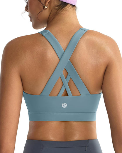 RUNNING GIRL® Medium-Support Strappy Criss-Cross Bra | Removable Cups & Buttery-Soft Sculpting Bra