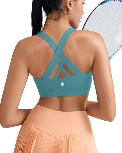 RUNNING GIRL® Medium-Support Strappy Criss-Cross Bra | Removable Cups & Buttery-Soft Sculpting Bra