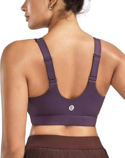 RUNNING GIRL Adjustable Straps High Impact Sports Bra for Women,High Support Workout Sports Bras with Sewn in Pads
