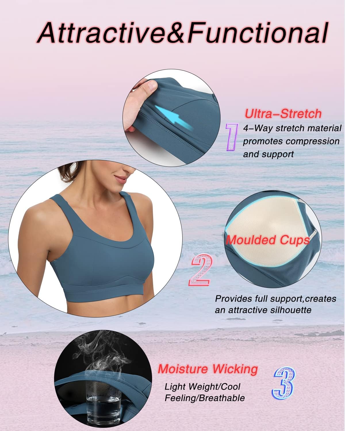 RUNNING GIRL® Triangle Cutout Sculpting Sports Bra | Fixed Moulded Cups with High Support