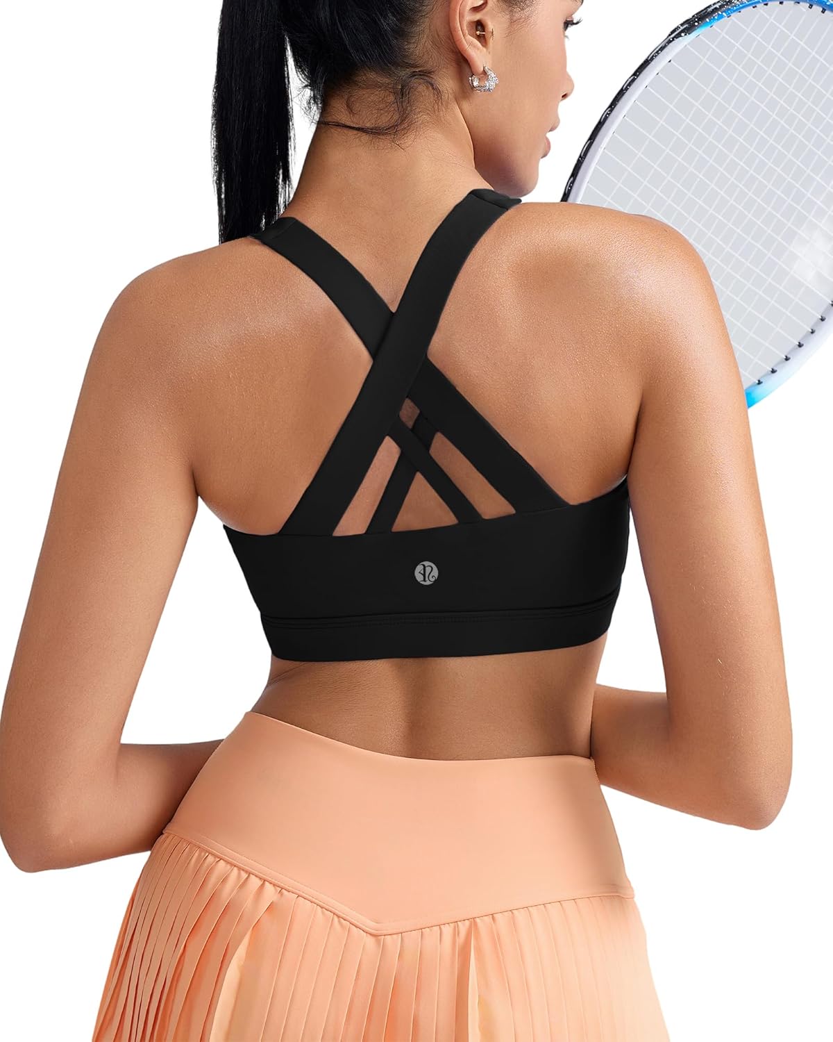 RUNNING GIRL® Medium-Support Strappy Criss-Cross Bra | Removable Cups & Buttery-Soft Sculpting Bra