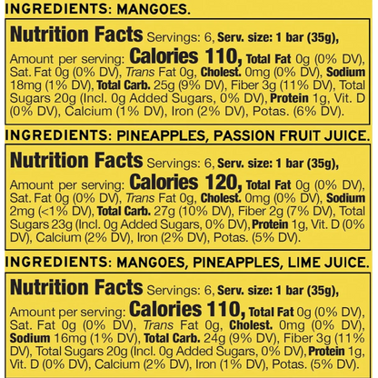 Mix of 3 Premium Tropical Fruit Bars Variety Pack (18 CT)