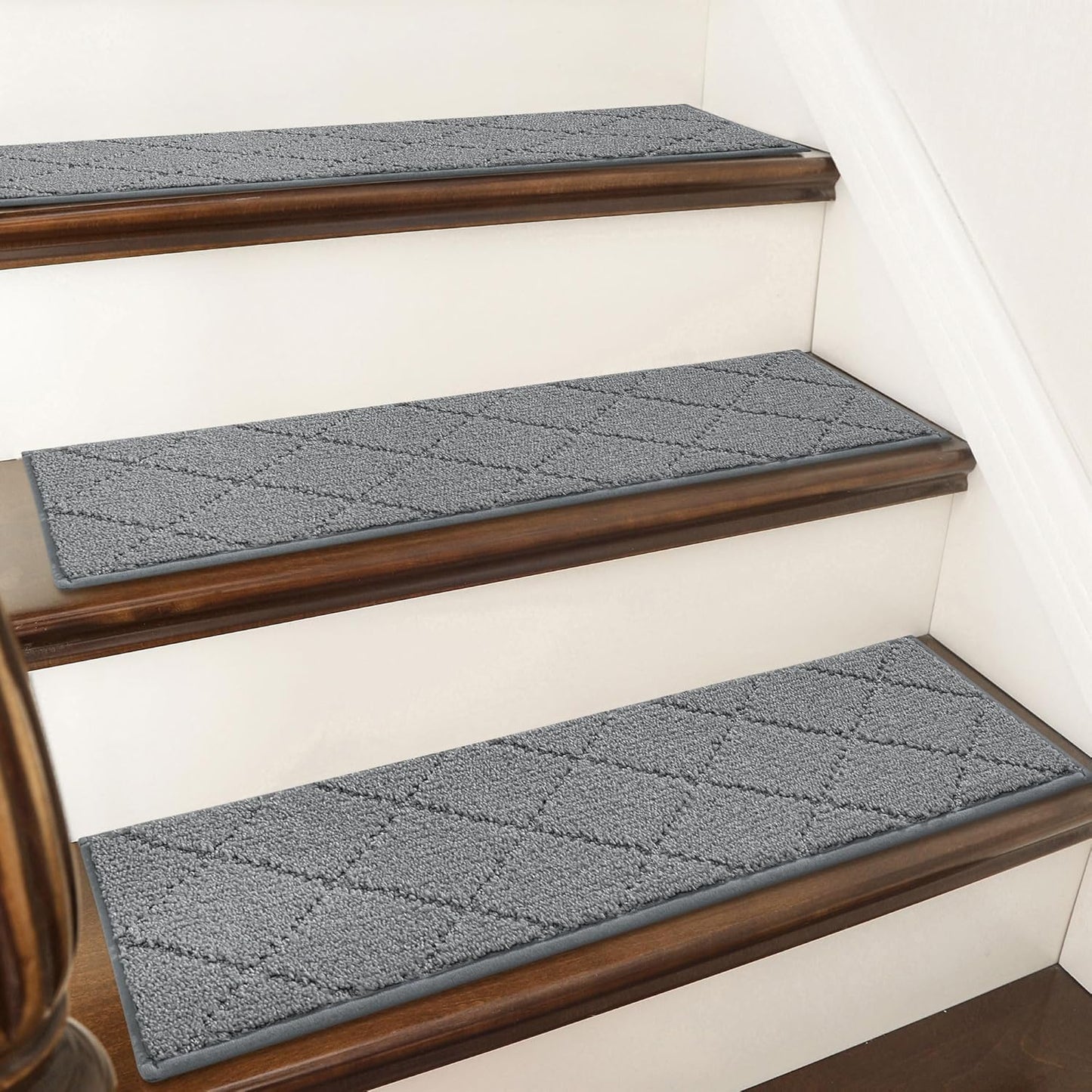 COSY HOMEER Edging Stair Treads Non-Slip Carpet Mat 28inX9in Indoor Stair Runners for Wooden Steps, Edging Stair Rugs for Kids and Dogs, 100% Polyester TPE Backing (15pc, Brown)