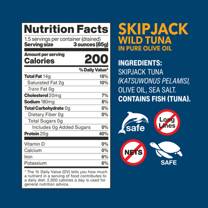 Skipjack Wild Tuna in Pure Olive Oil