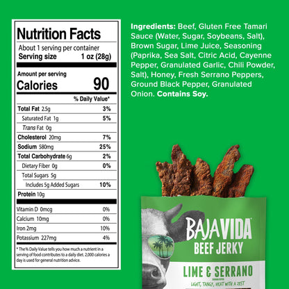 Lime & Serrano Pepper Beef Jerky (12 Pack)