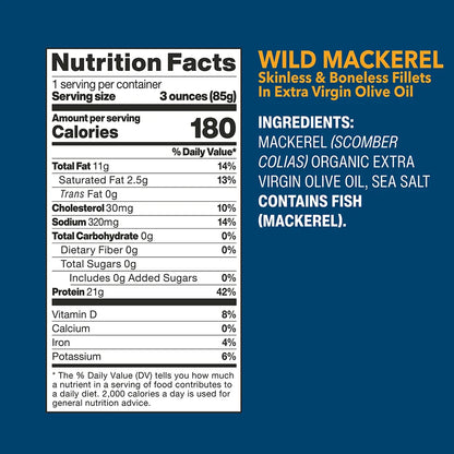Wild Mackerel Fillets In Extra Virgin Olive Oil