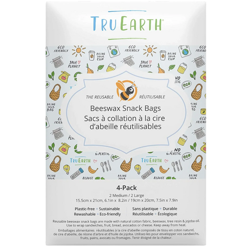 Beeswax Snack Bags 4 Pack - Contains 2 Medium & 2 Large Bags