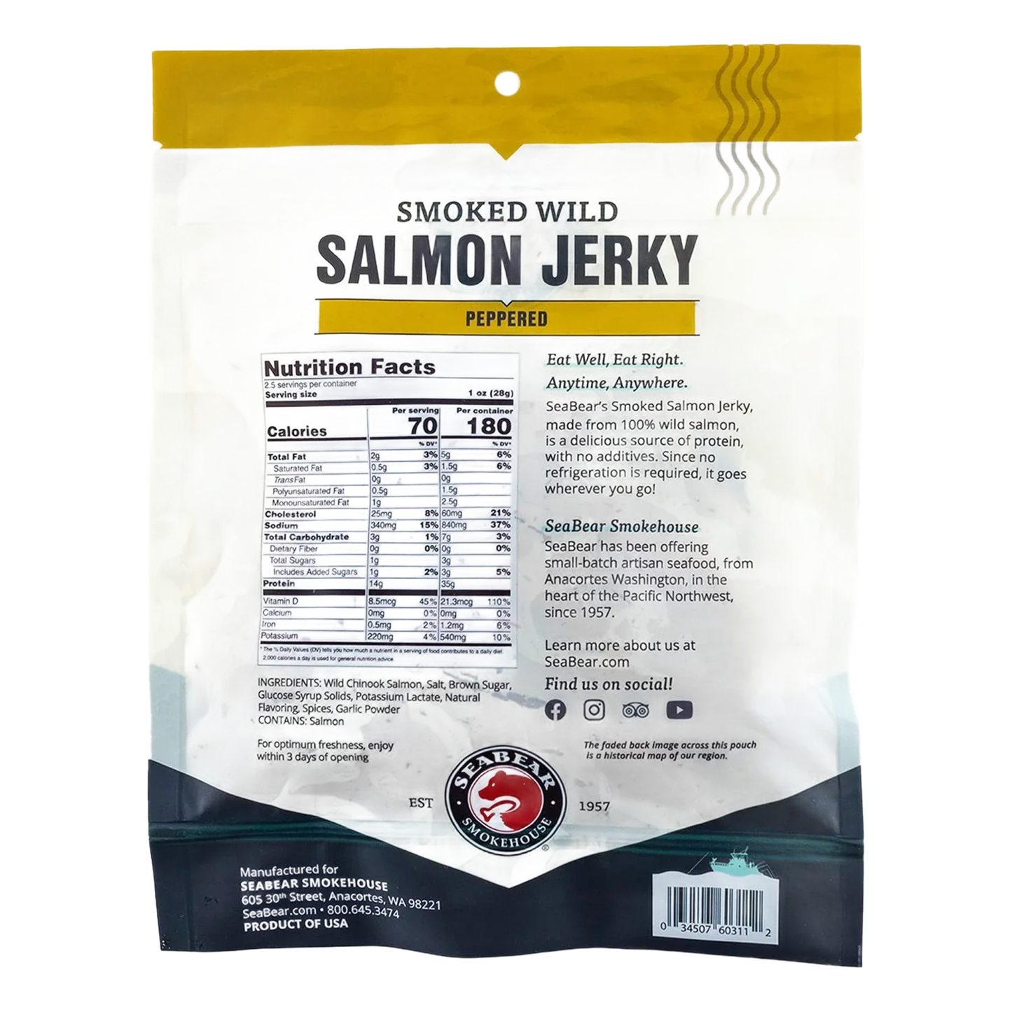 Peppered Smoked Wild Salmon Jerky