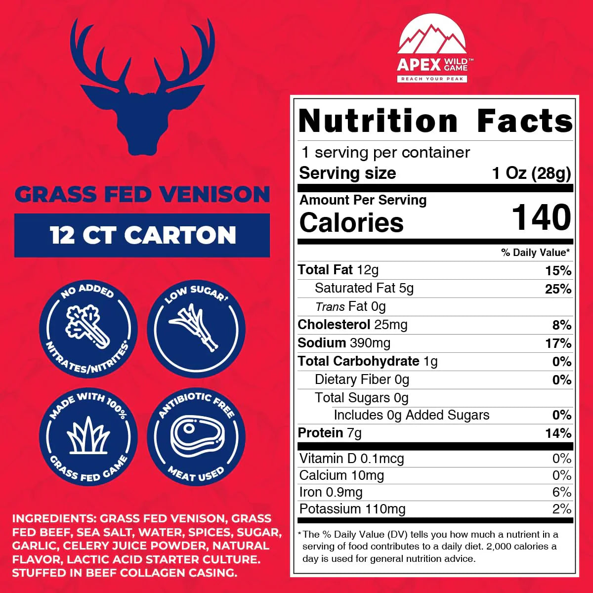 Bison and Venison Beef Sticks (12 Pack)