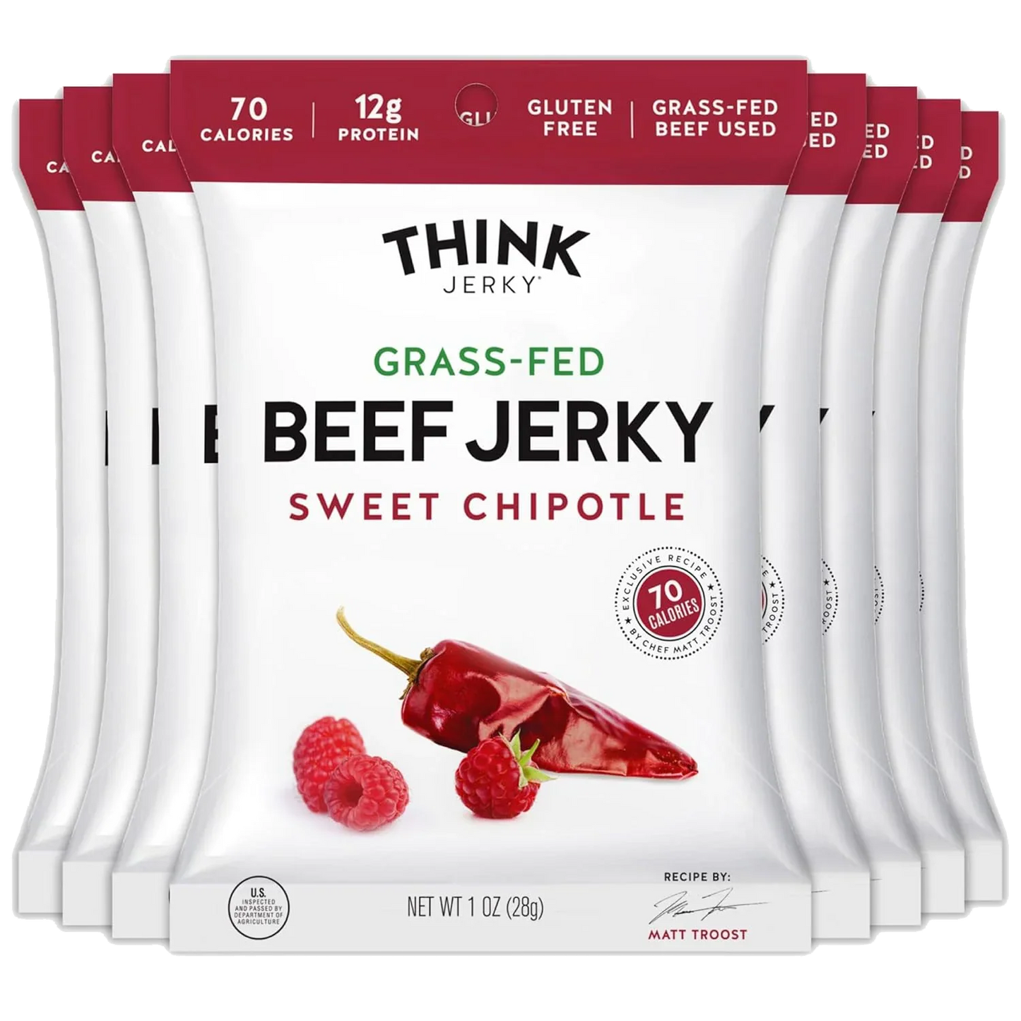 Sweet Chipotle Beef Jerky Grass-Fed ( 8 Pack)