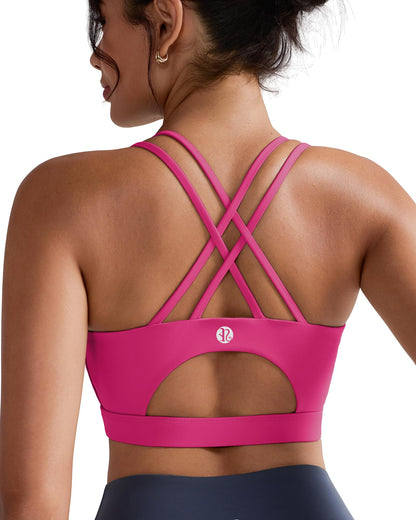 RUNNING GIRL® Medium-Support Crisscross Sports Bra | Removable Cups & Anti-Roll Elastic Hem