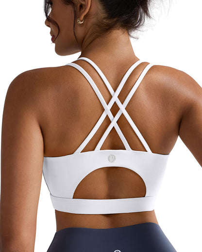 RUNNING GIRL® Medium-Support Crisscross Sports Bra | Removable Cups & Anti-Roll Elastic Hem