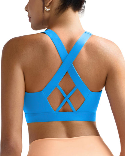 RUNNING GIRL® Women High Impact Sports Bra Crisscross Back Removable Cups
