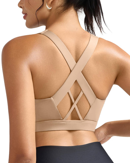 RUNNING GIRL® Women High Impact Sports Bra Crisscross Back Removable Cups
