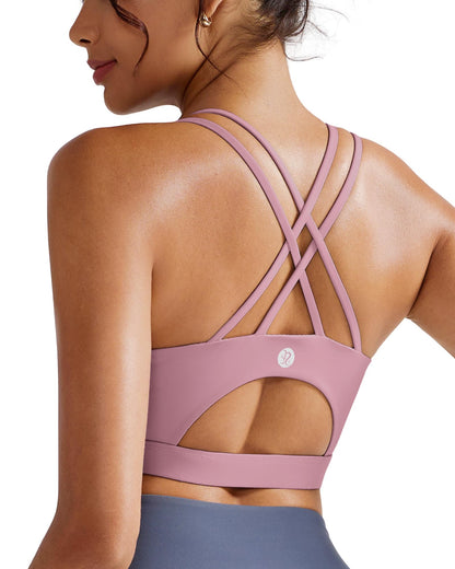 RUNNING GIRL® Medium-Support Crisscross Sports Bra | Removable Cups & Anti-Roll Elastic Hem