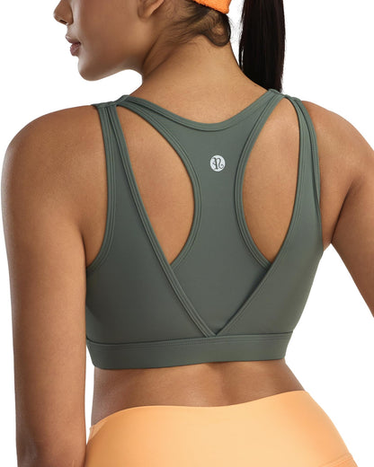RUNNING GIRL® High-Support Racerback Tank Style Sports Bra | Fixed Molded Cups