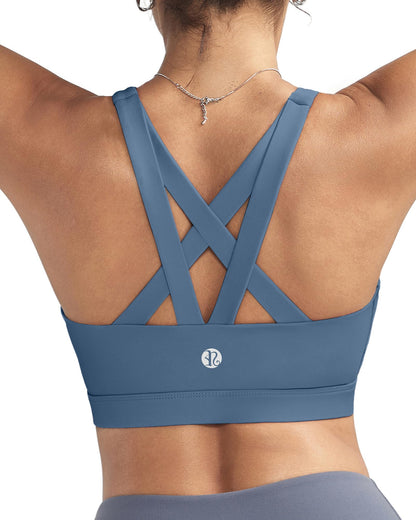 RUNNING GIRL® Medium-Support Strappy Sports Bra | Removable Cups & Wide Straps for Yoga Gym