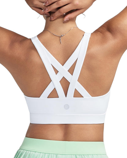 RUNNING GIRL® Sexy Criss-Cross Back Sports Bra | Medium-Support Yoga Bra with Removable Pads