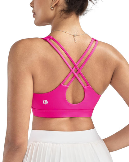 RUNNING GIRL® Medium-High Support Crisscross Back Sports Bra with Sewn-in Molded Cups
