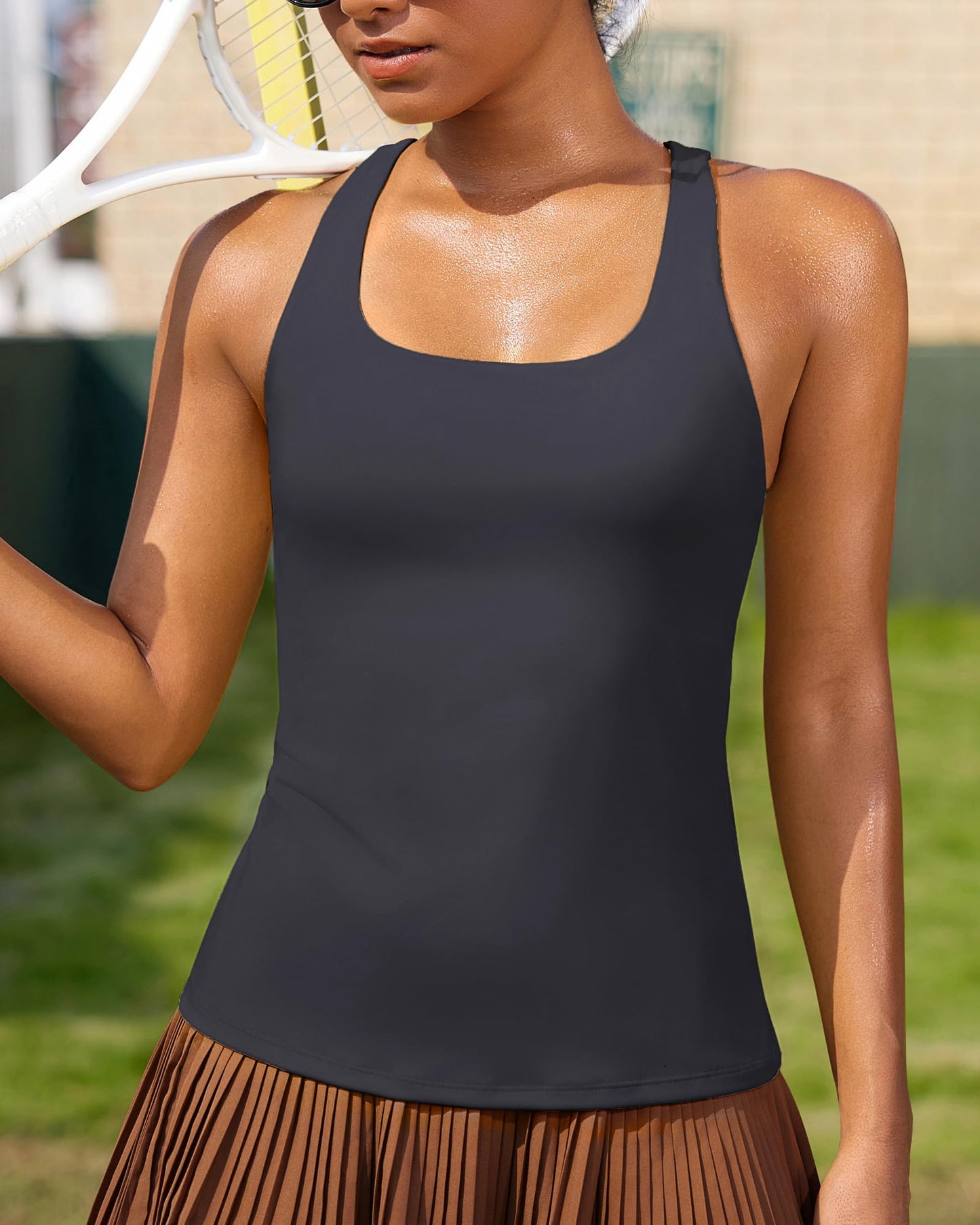 RUNNING GIRL® 2-in-1 Racerback Workout Tank Top | Built-in Bra & Breathable Yoga Top