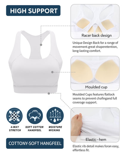 RUNNING GIRL® High Support Molded Cup Sports Bra with Sewn-in Pads