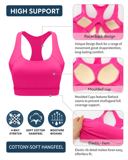 RUNNING GIRL® High Support Molded Cup Sports Bra with Sewn-in Pads