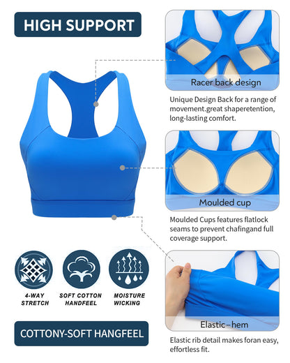 RUNNING GIRL® High Support Molded Cup Sports Bra with Sewn-in Pads