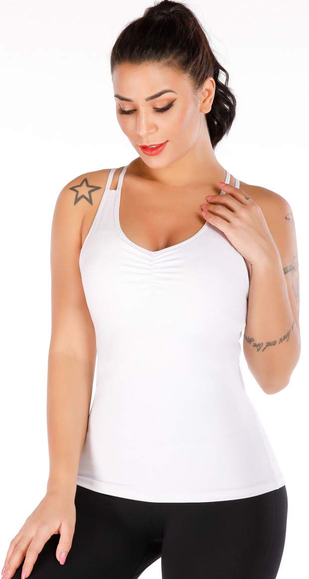 RUNNING GIRL® Sculpt Strappy Yoga Tank Top | Built-in Shelf Bra with Light Support