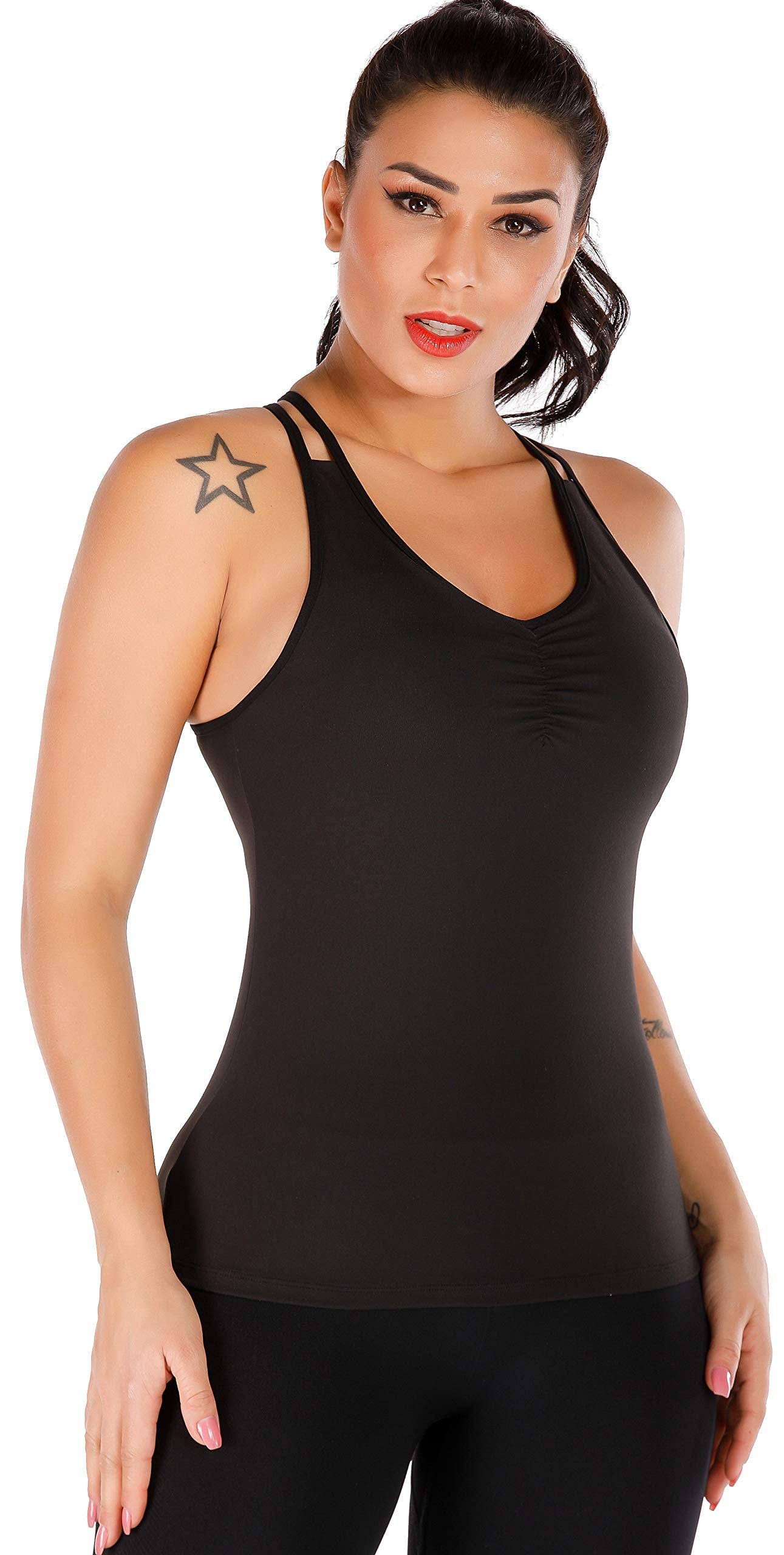 RUNNING GIRL® Sculpt Strappy Yoga Tank Top | Built-in Shelf Bra with Light Support