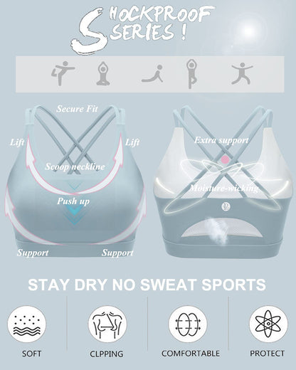 RUNNING GIRL® Medium-Support Crisscross Sports Bra | Removable Cups & Anti-Roll Elastic Hem