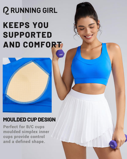RUNNING GIRL® Medium-High Support Crisscross Back 2-1 Versatile Sports Bra