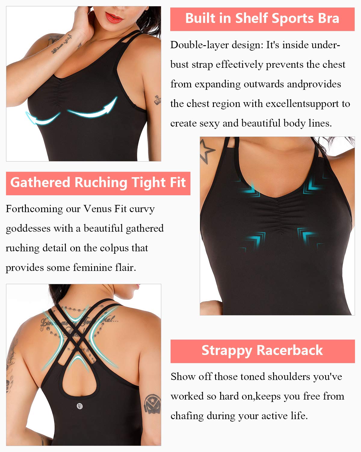 RUNNING GIRL® Sculpt Strappy Yoga Tank Top | Built-in Shelf Bra with Light Support