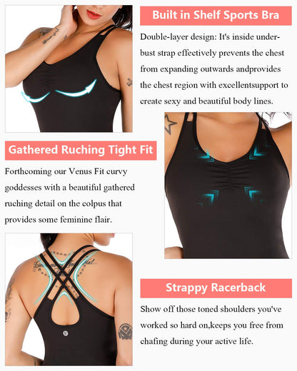 RUNNING GIRL® Sculpt Strappy Yoga Tank Top | Built-in Shelf Bra with Light Support