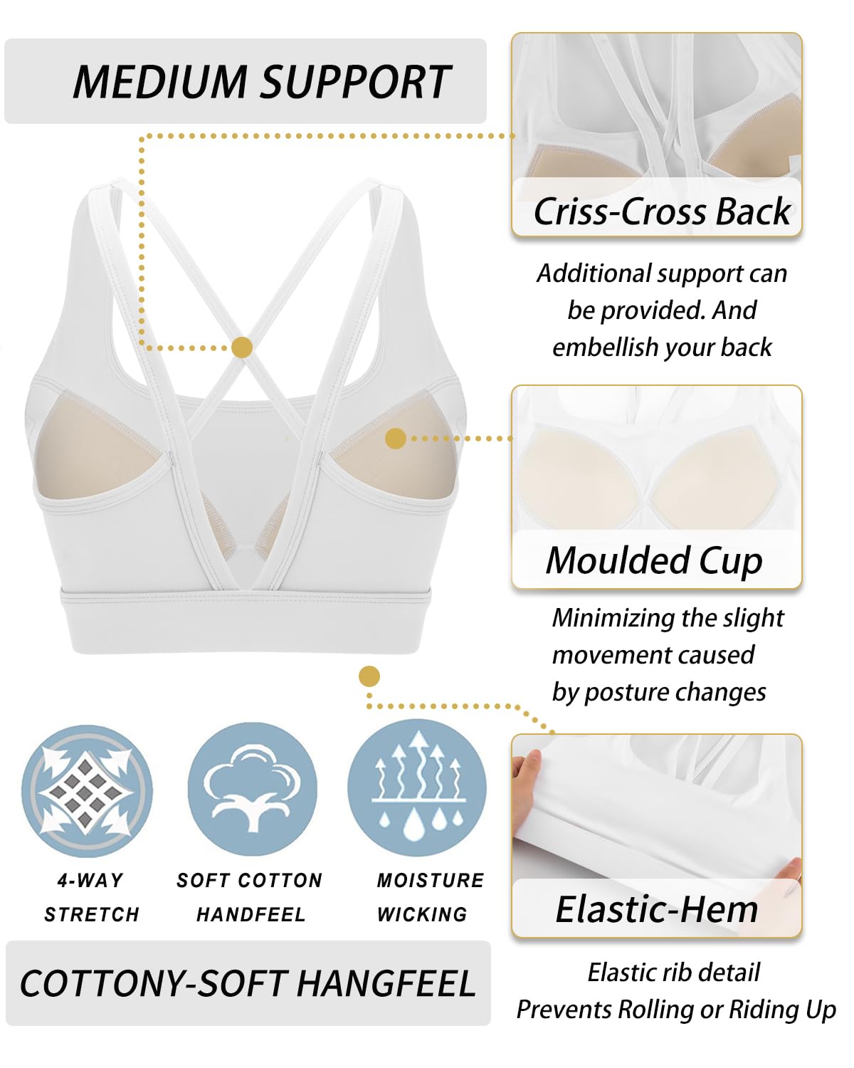 RUNNING GIRL® Medium-High Support Crisscross Back 2-in-1 Versatile Sports Bra