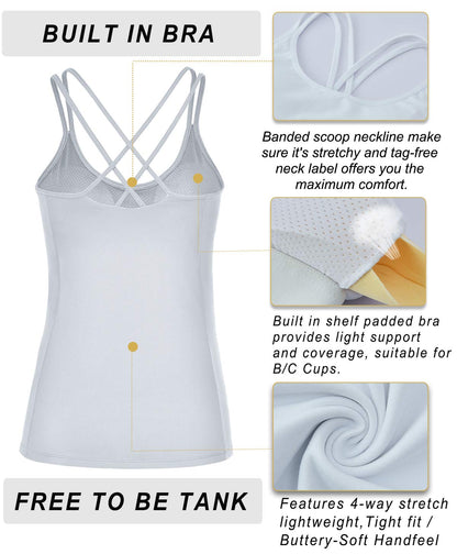 RUNNING GIRL® Essence Yoga Tank Top | Built-in Shelf Bra with Removable Cups & Buttery-Soft Sculpting Tank