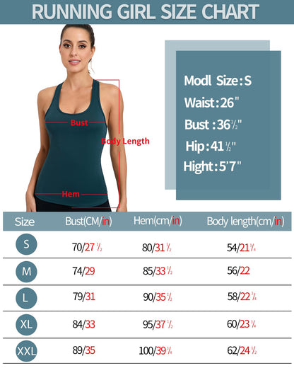 RUNNING GIRL® 2-in-1 Wide-Strap Racerback Tank Top | Built-in Bra Yoga Cami
