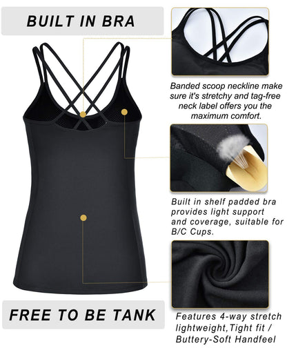 RUNNING GIRL® Essence Yoga Tank Top | Built-in Shelf Bra with Removable Cups & Buttery-Soft Sculpting Tank
