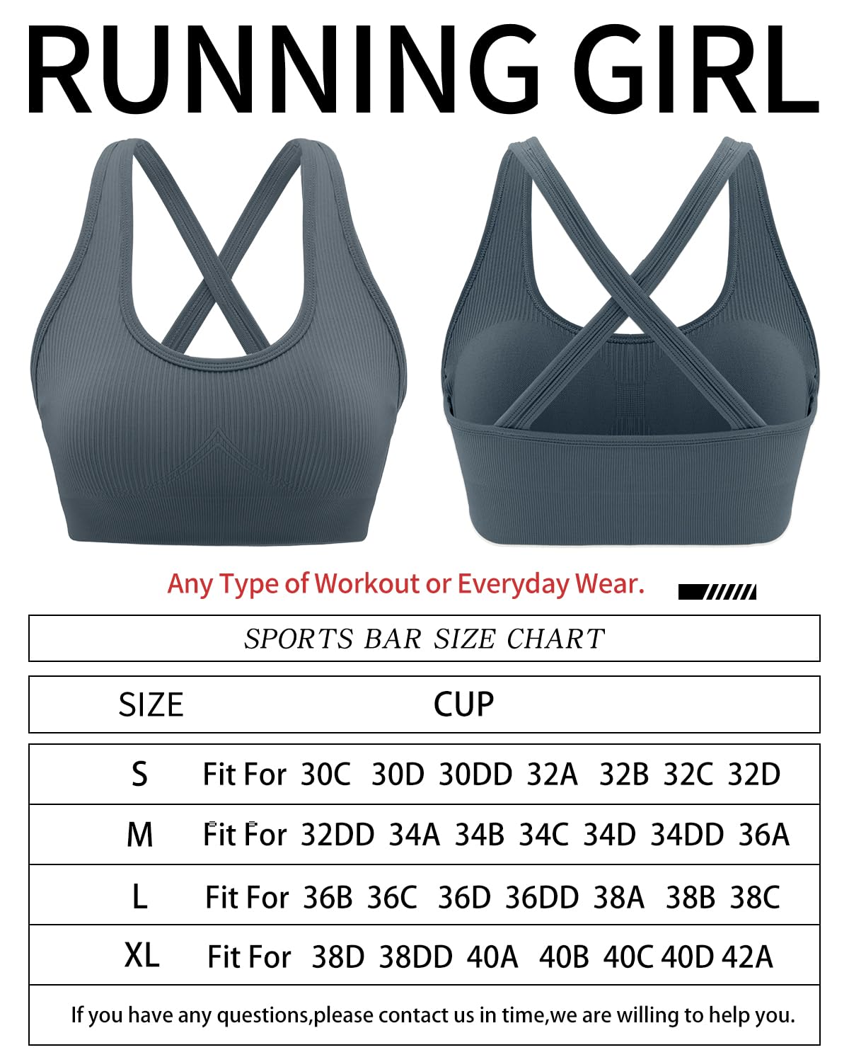 RUNNING GIRL® High-Impact Sculpting Sports Bra | Fixed Moulded Cups & Versatile Racerback Design