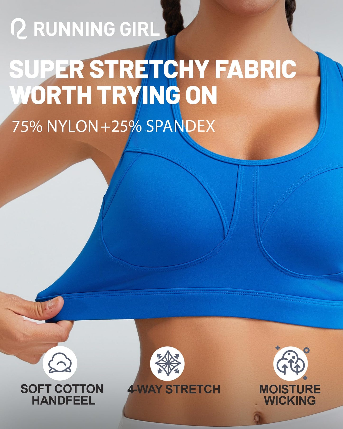RUNNING GIRL® High-Impact Racerback Sports Bra | Molded Cup High Support Bra for Women