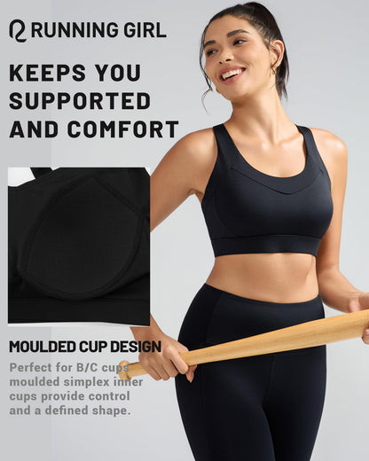 RUNNING GIRL® Medium-High Support Crisscross Back 2-1 Versatile Sports Bra